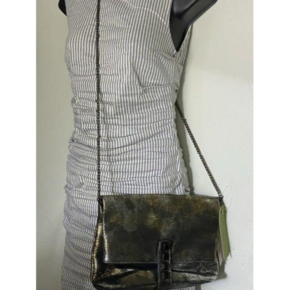 Nicole Miller Msrp Black Gold Leather Cross Body B - Picture 6 of 12